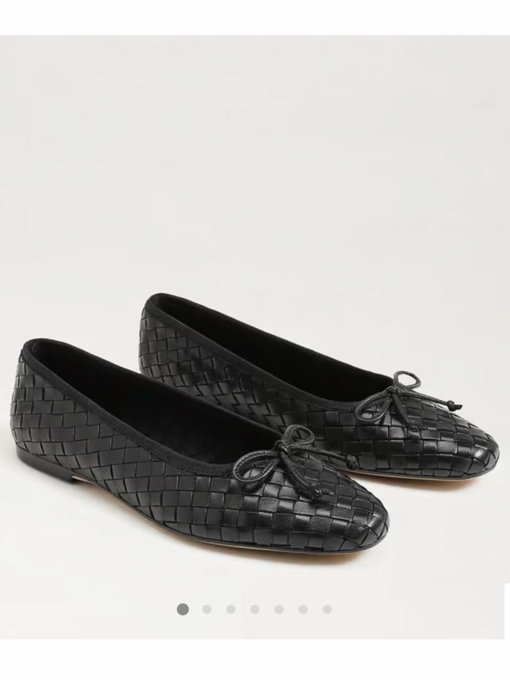 Sam Edelman Black Woven Leather Ballet Flats with Bow